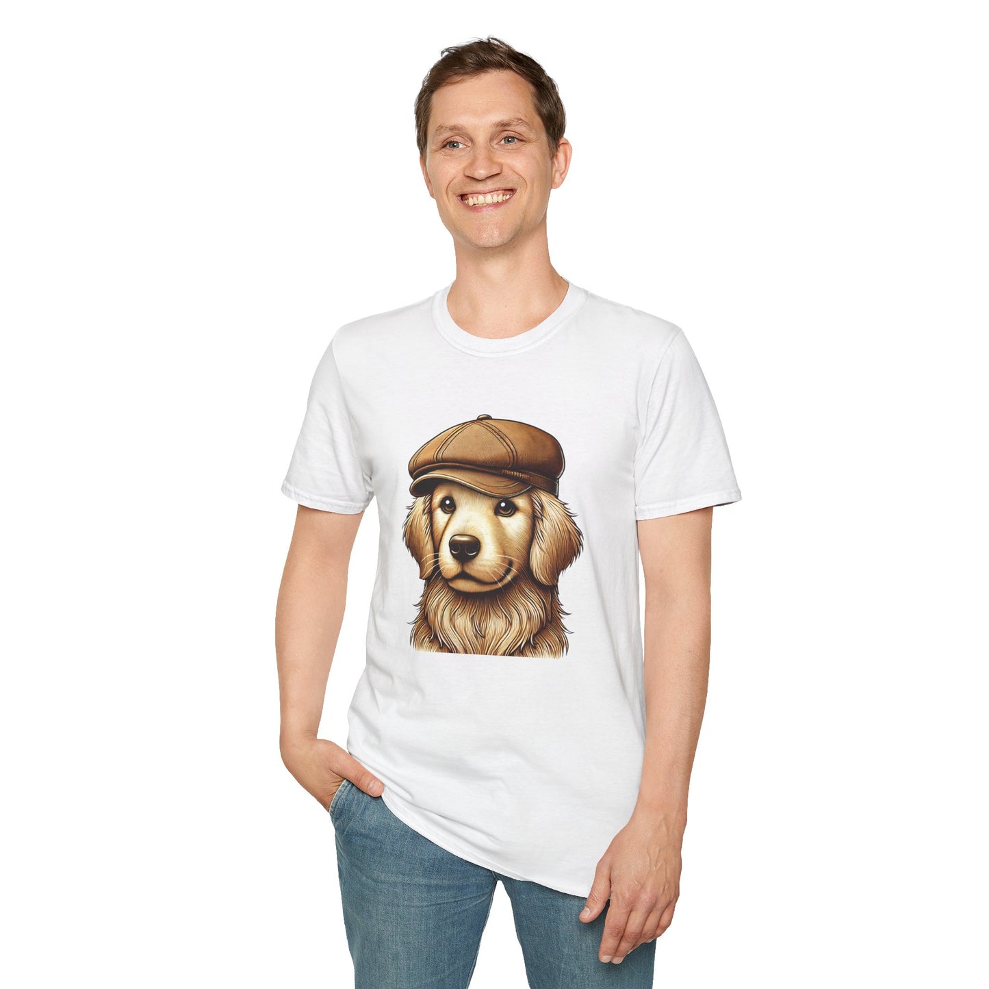 Golden Retriever Wearing Newsboy Cap - Adult Hoodie - Too Cute Pets