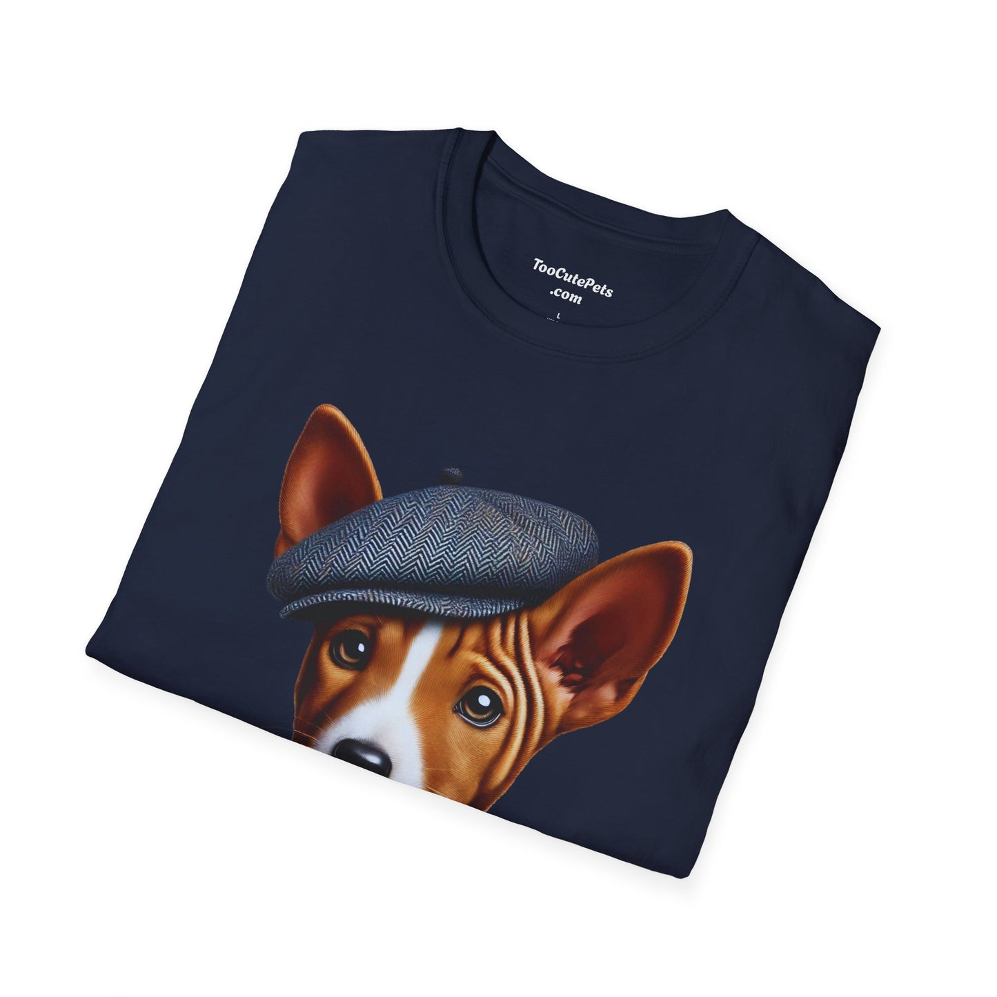 Basenji Pup Wearing Tweed Cap - Adult T-Shirt - Too Cute Pets