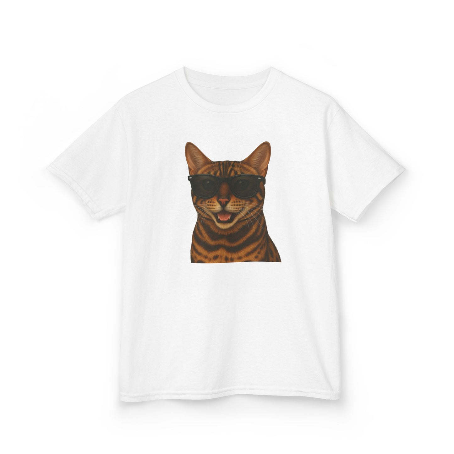 Bengal Cat Wearing Sunglasses Kids Tee