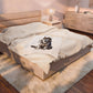Husky Wearing a Fur Hunter Hat - Sherpa Blanket