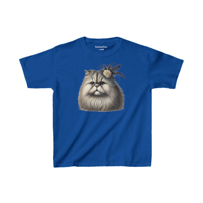 Persian Cat Wearing Fascinator Hat Youth T-Shirt - Too Cute Pets