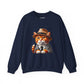 Tabby Cat in Fedora & Suit – Adult Unisex Crewneck Sweatshirt