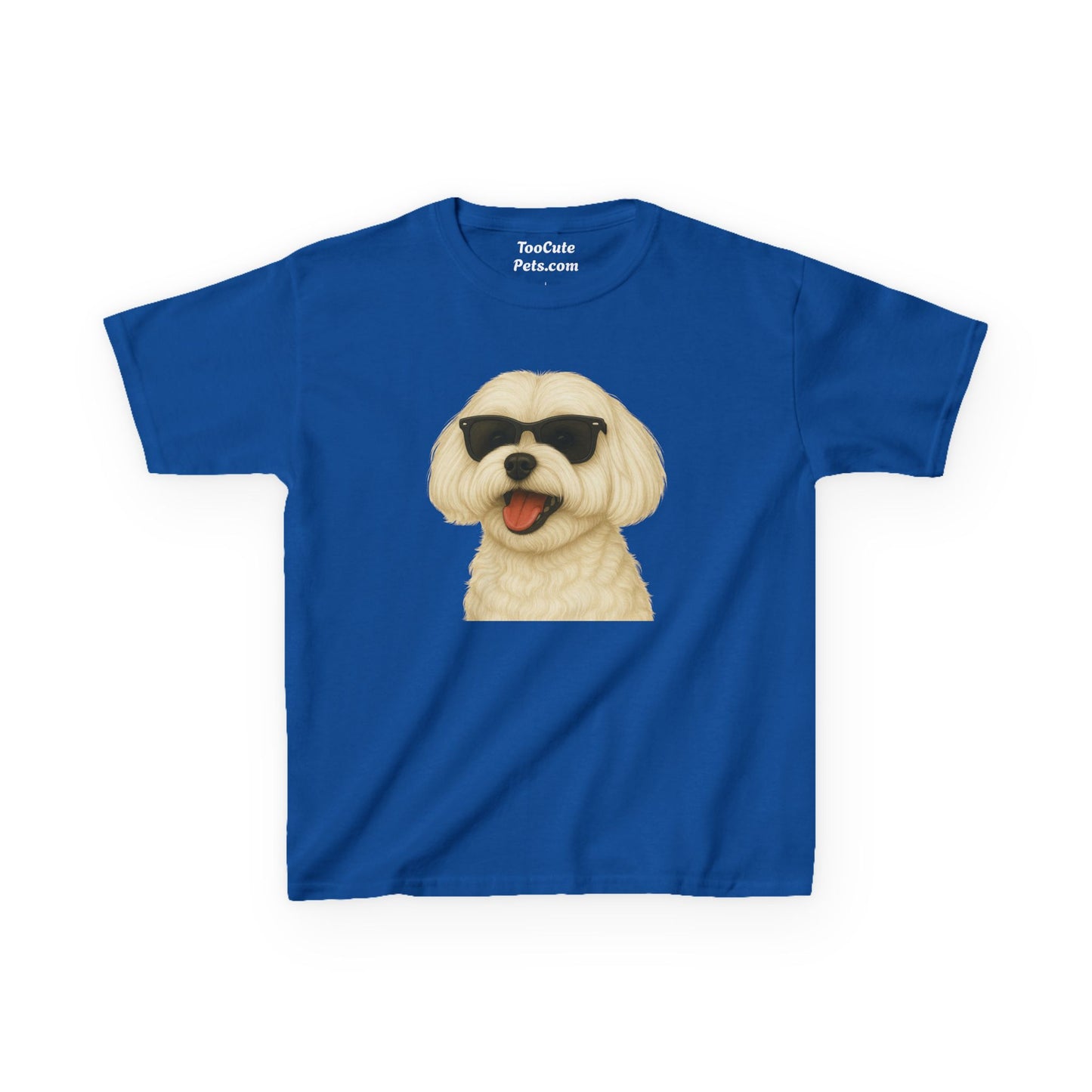 White Maltese Wearing Sunglasses - Kids Tee