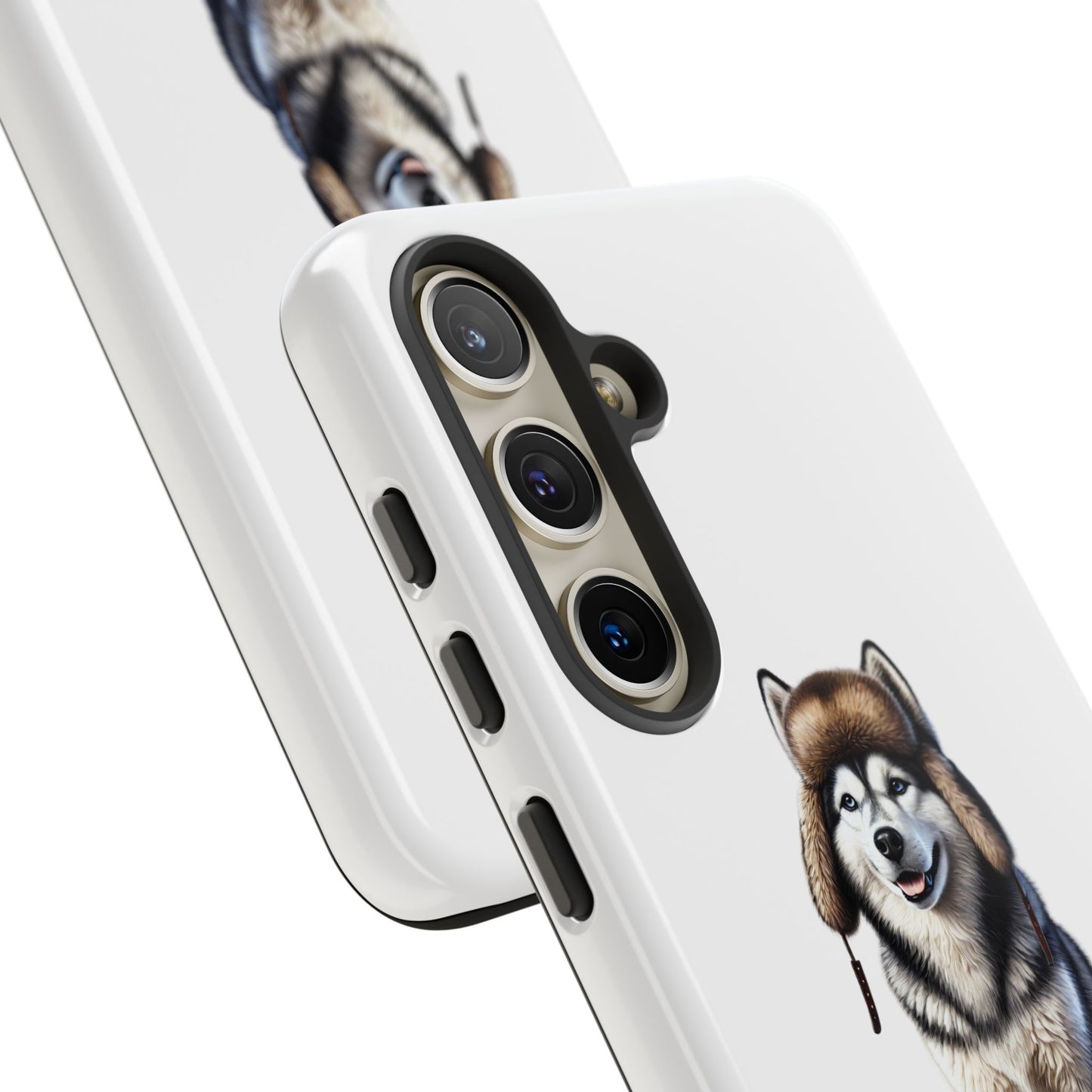 Husky Wearing a Fur Hunter Hat - Tough Phone Case