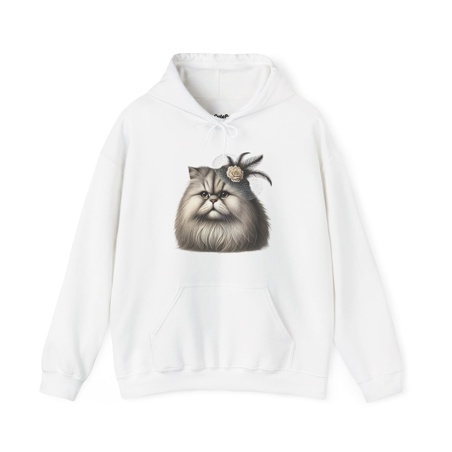 Persian Cat Wearing A Flower Fascinator - Adult Hoodie - Too Cute Pets