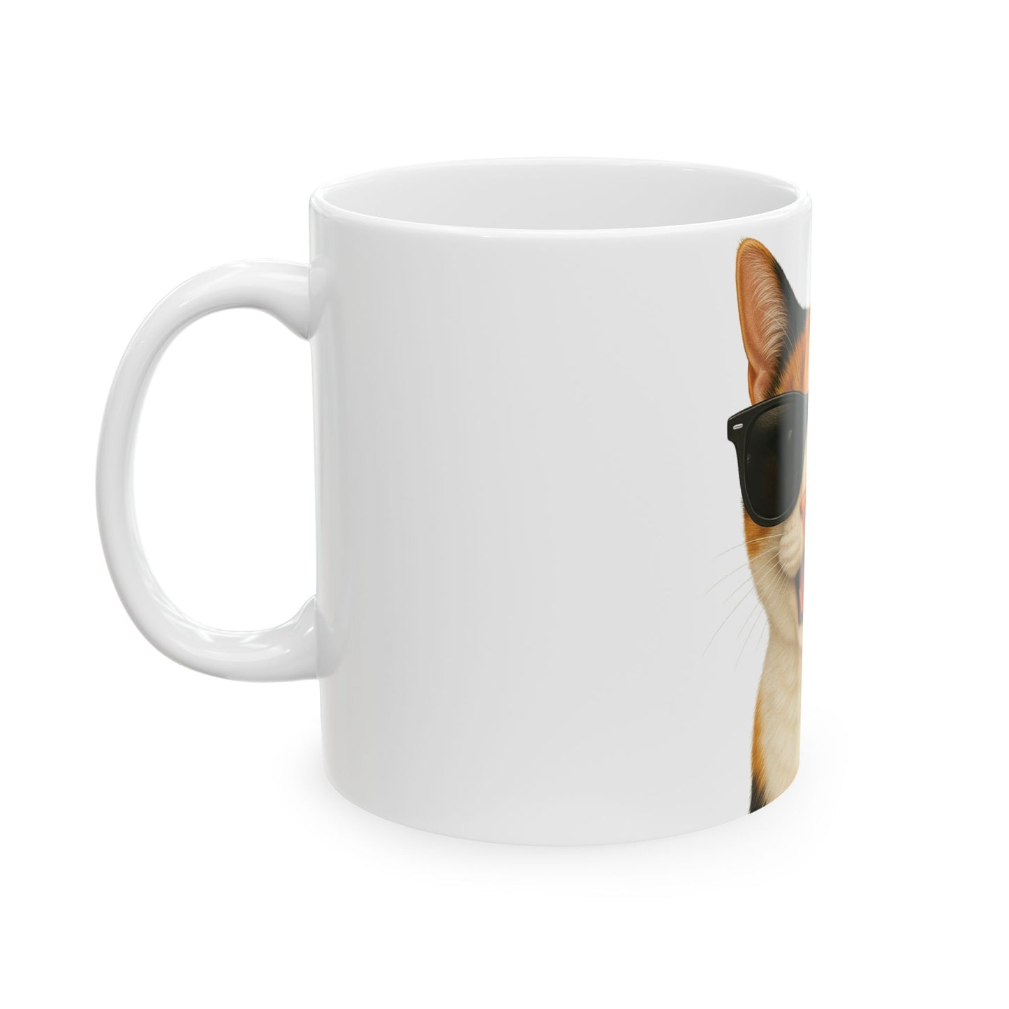 Calico Shorthair Cat Wearing Sunglasses Ceramic Mug