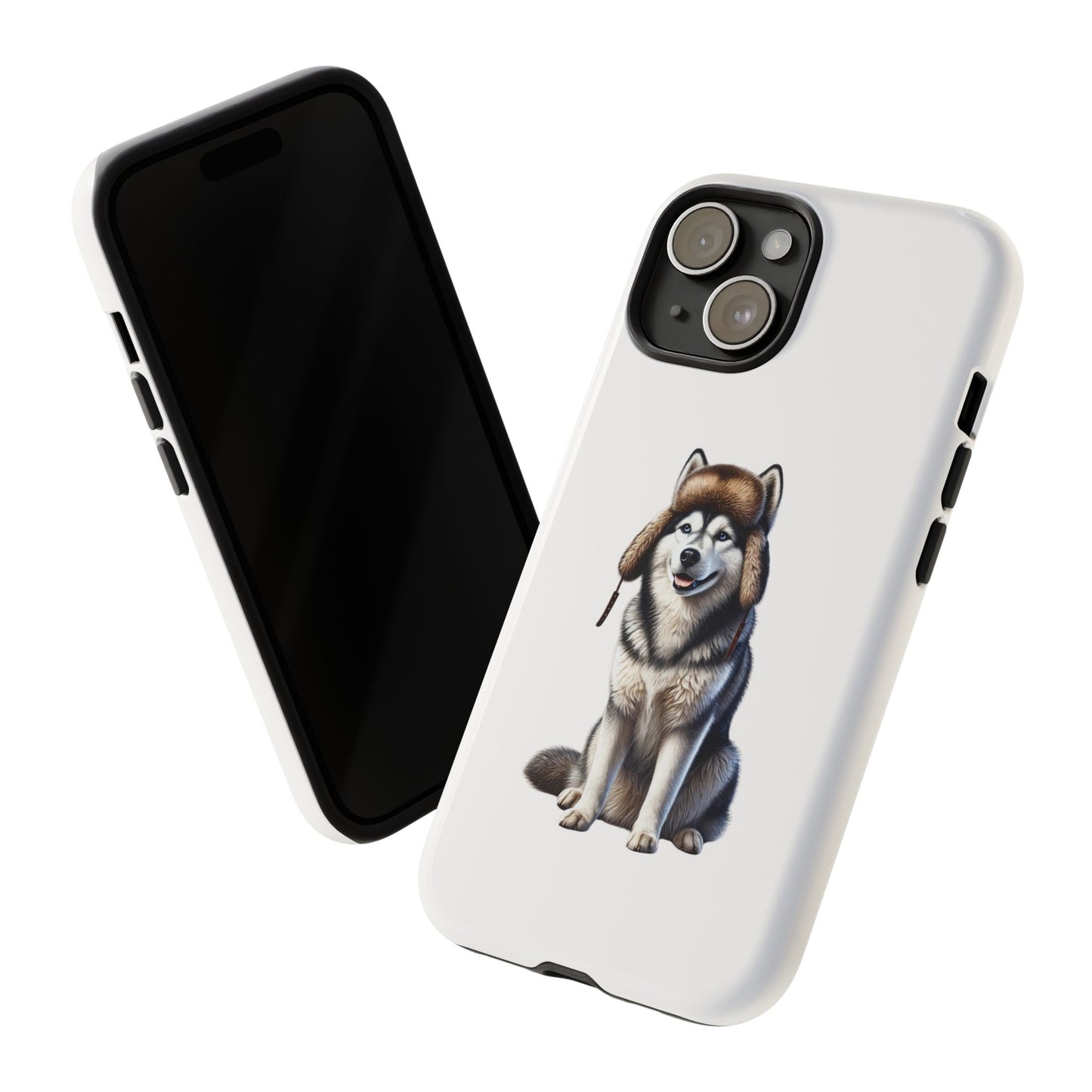 Husky Wearing a Fur Hunter Hat - Tough Phone Case