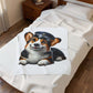 Corgi Wearing a Conductor's Hat - Sherpa Blanket