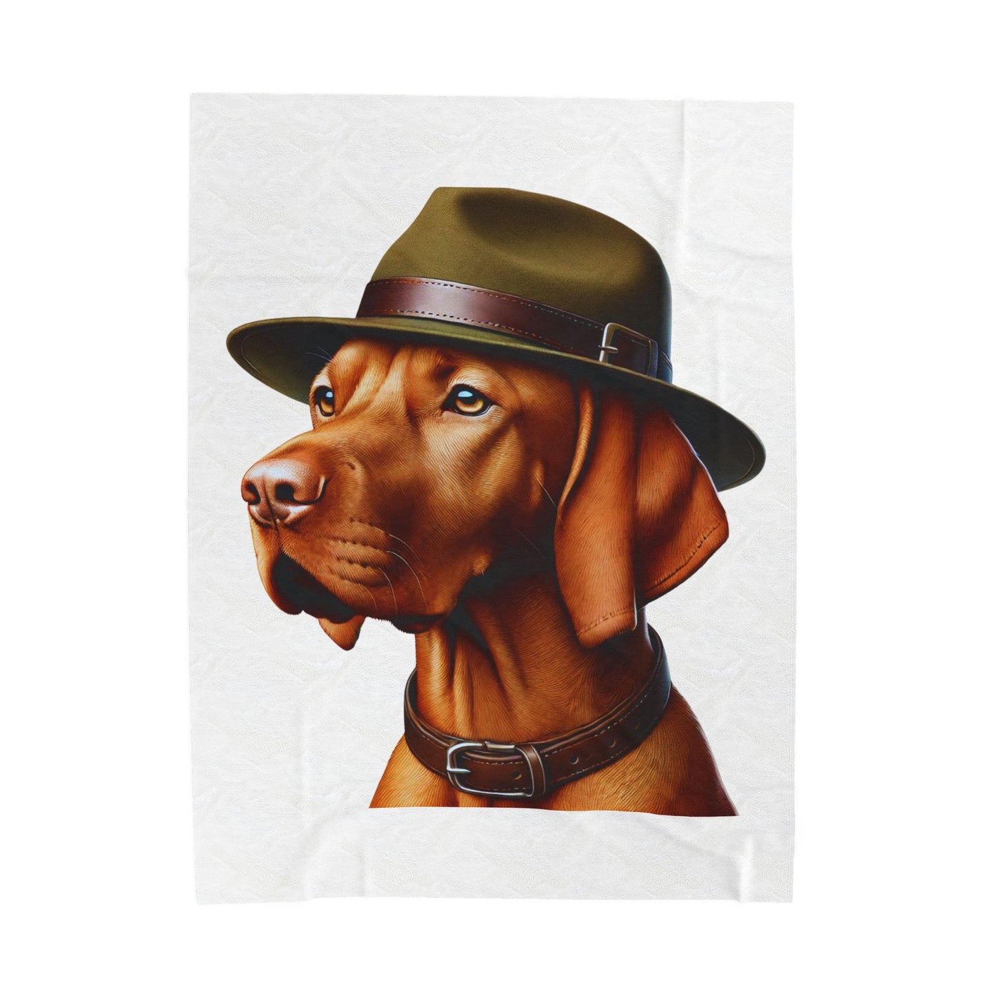 Vizsla Wearing a Campaign Hat - Sherpa Blanket