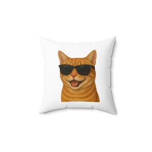 Orange Tabby Cat Wearing Sunglasses - Throw Pillow