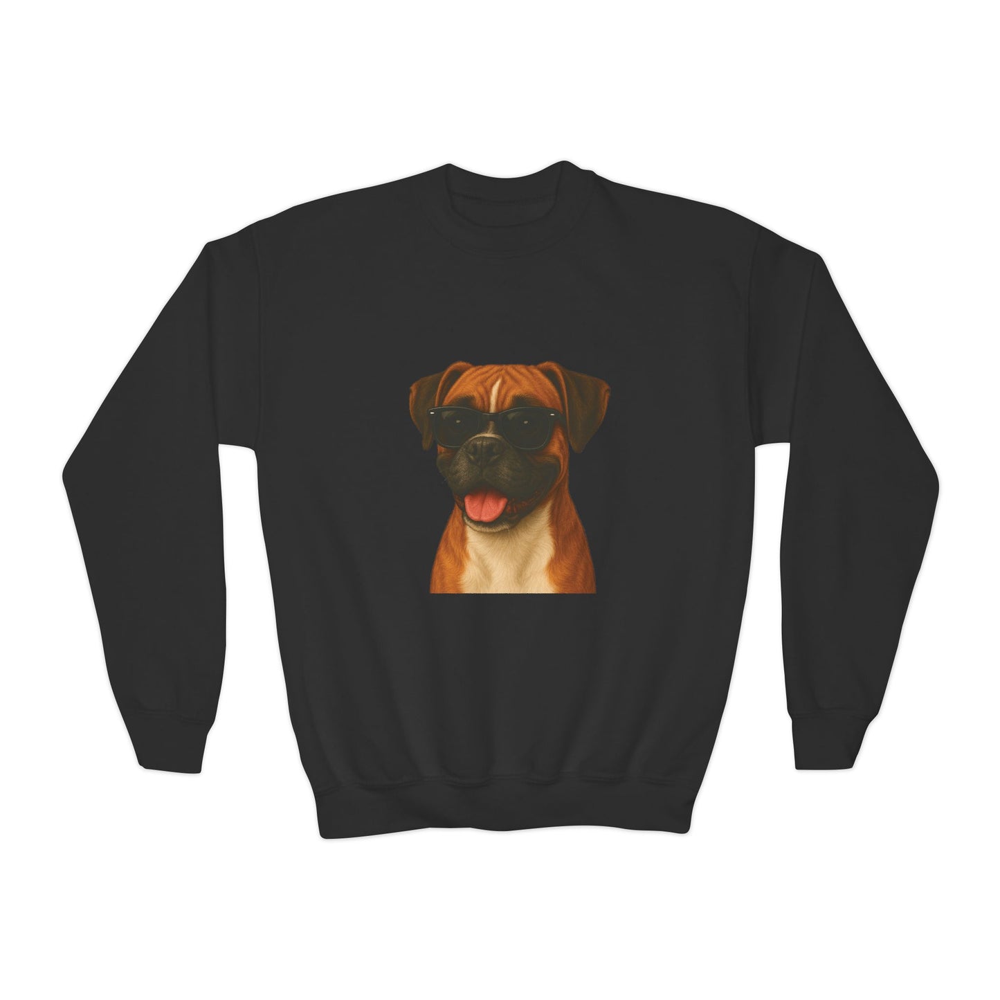 Boxer Dog Wearing Sunglasses - Youth Crewneck Sweatshirt