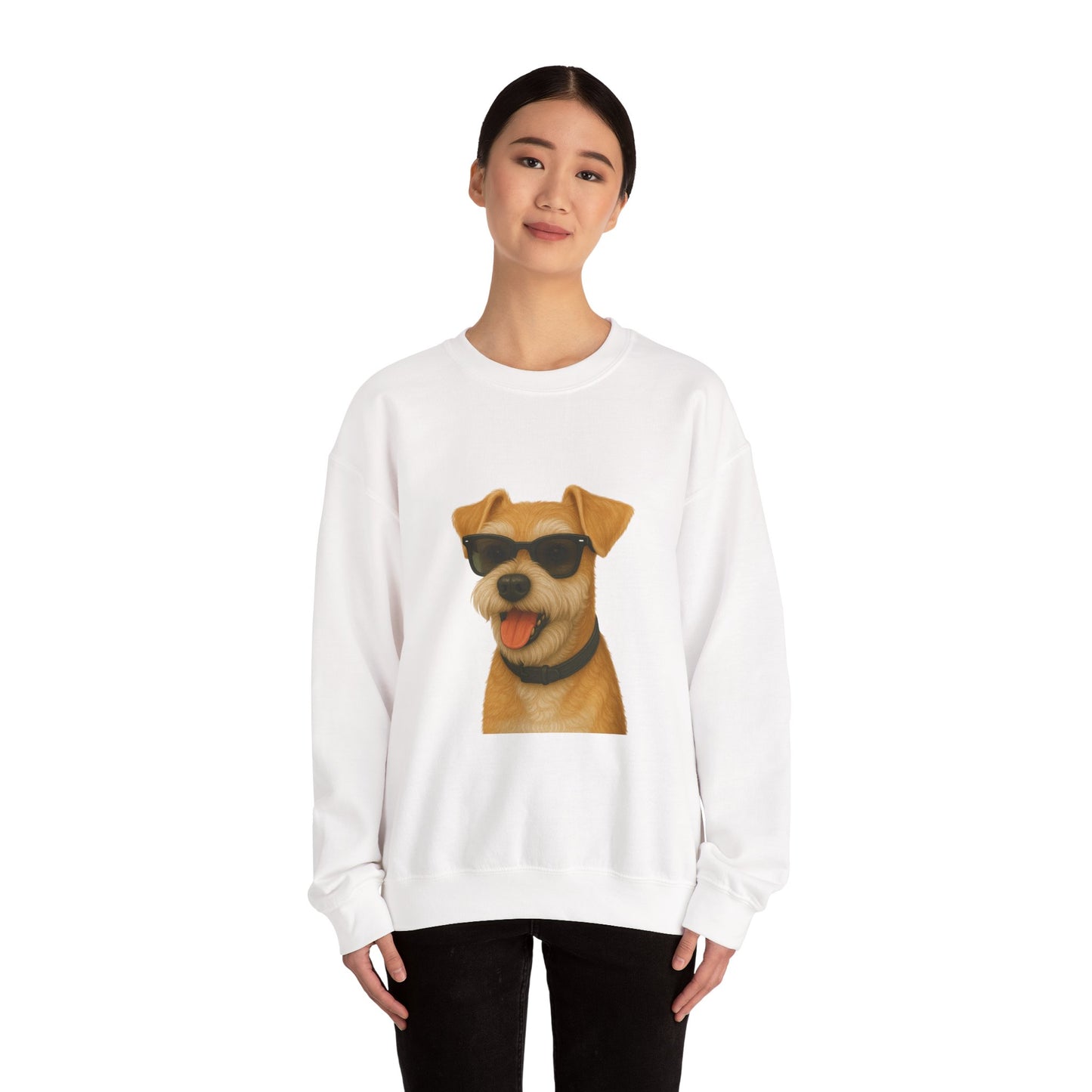 Miniature Schnauzer Wearing Sunglasses - Adult Crewneck Sweatshirt