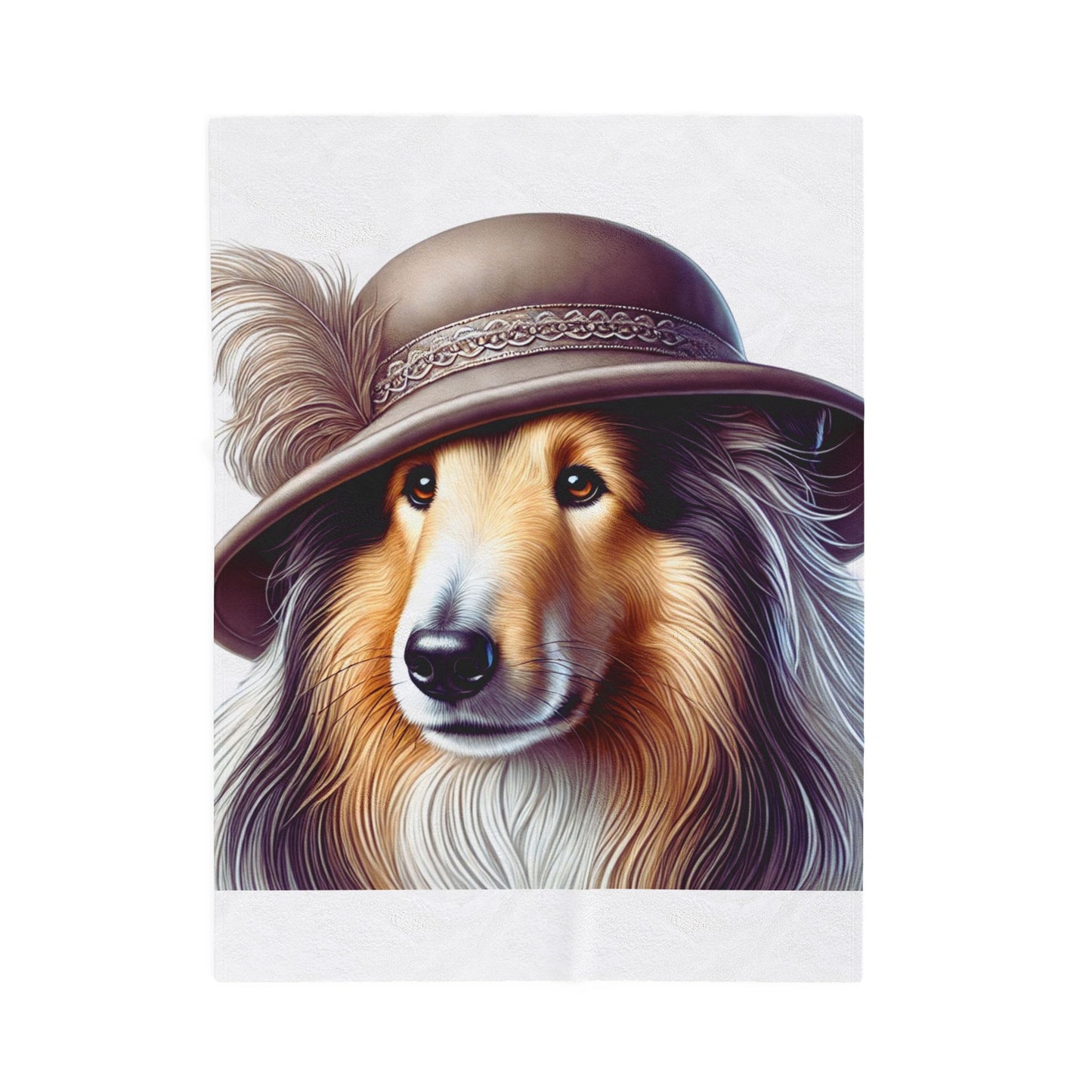 Collie Wearing a Cloche Hat - Sherpa Blanket