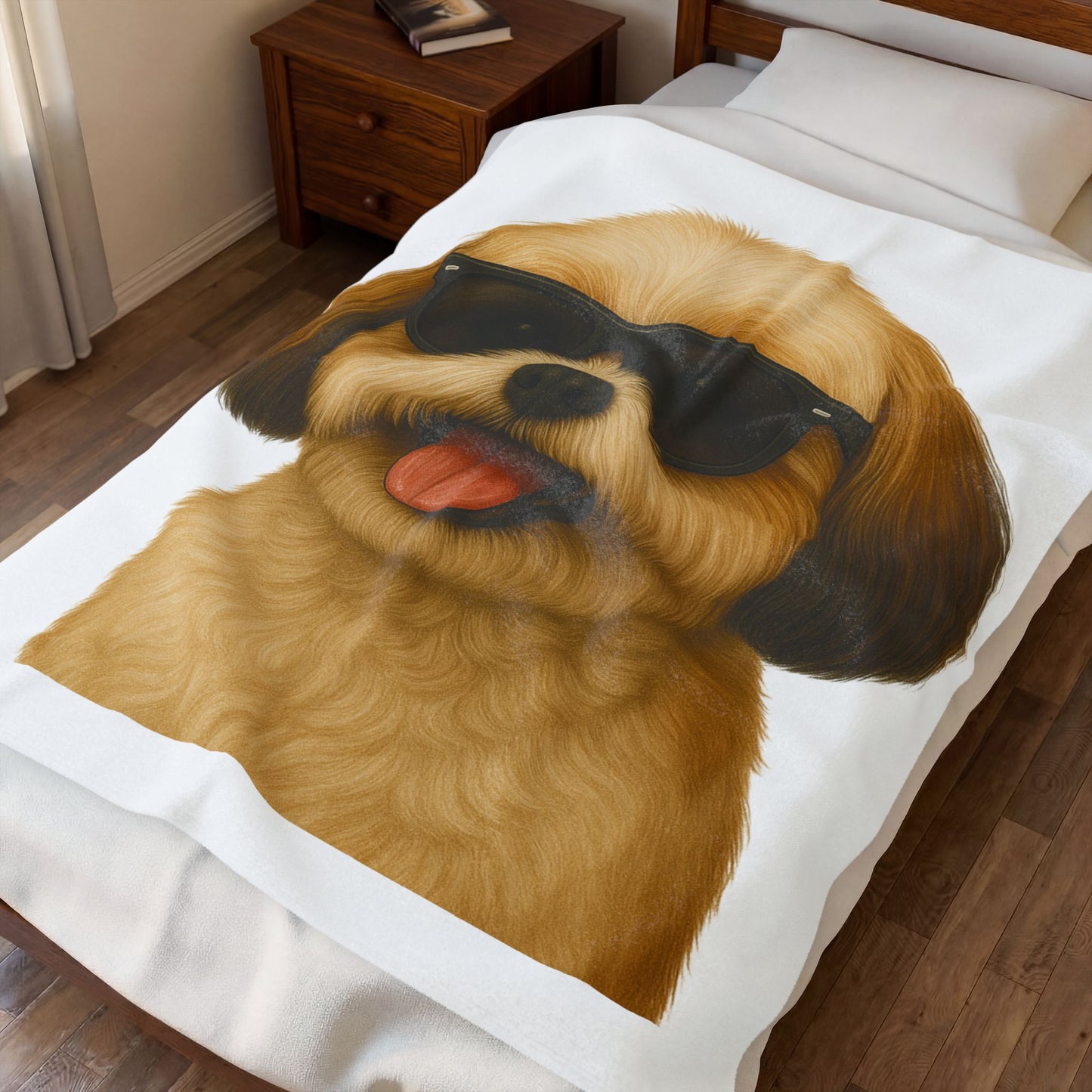 Shih Tzu Wearing Sunglasses - Sherpa Blanket