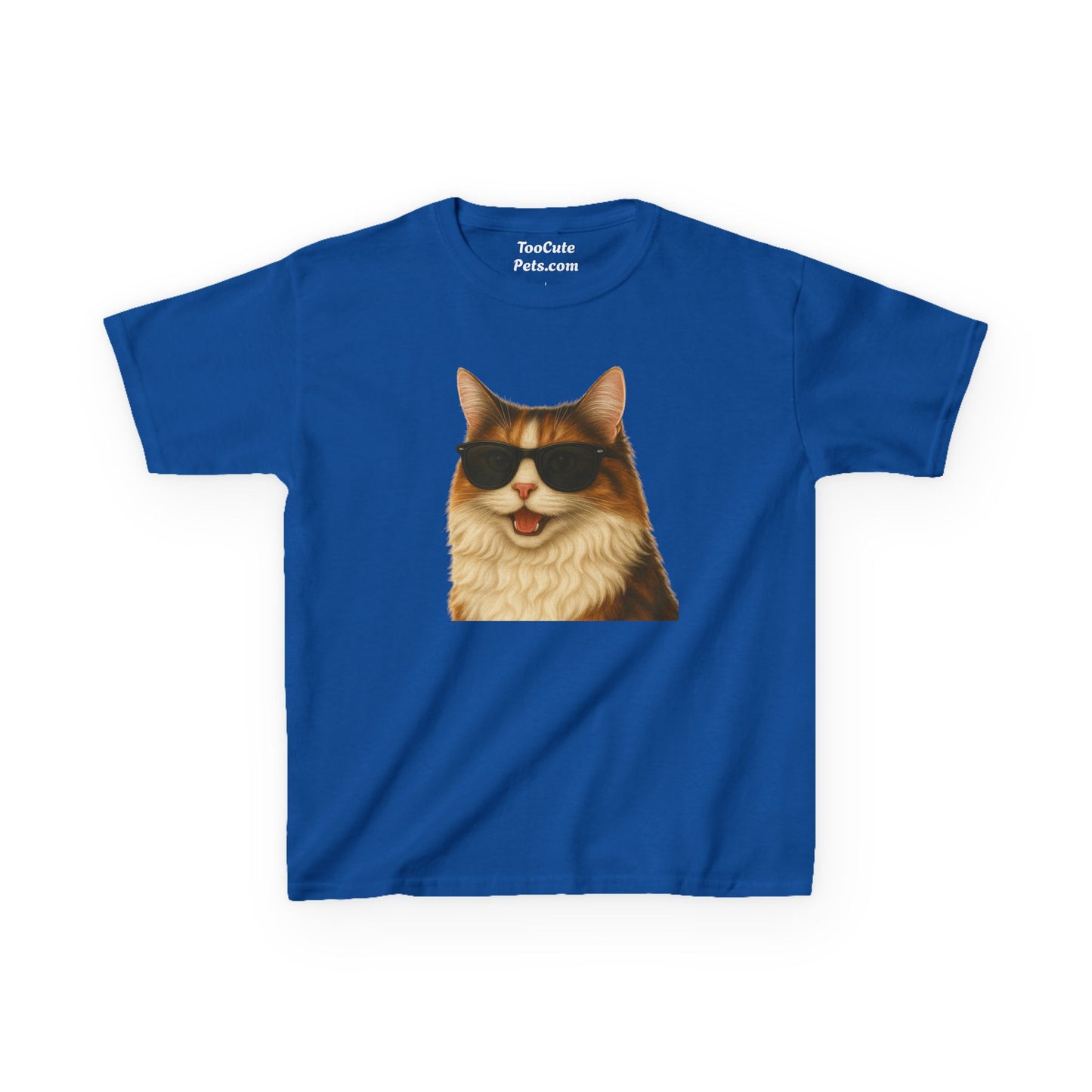 Domestic Longhaired Calico Cat Sunglasses Kids Tee