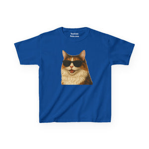 Domestic Longhaired Calico Cat Sunglasses Kids Tee