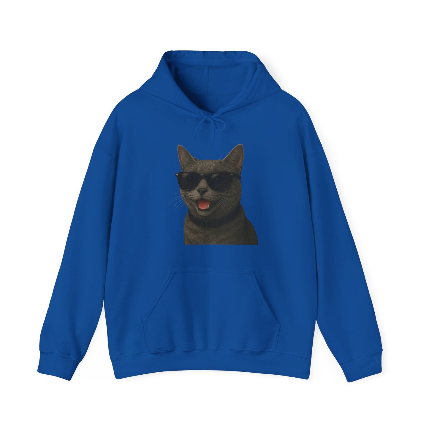Gray Cat Wearing Sunglasses - Adult Hoodie
