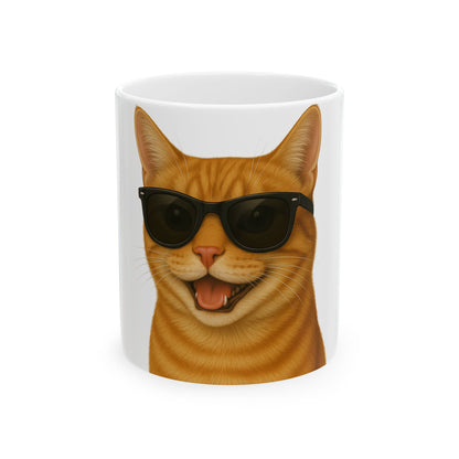 Orange Tabby Cat Wearing Sunglasses Ceramic Mug