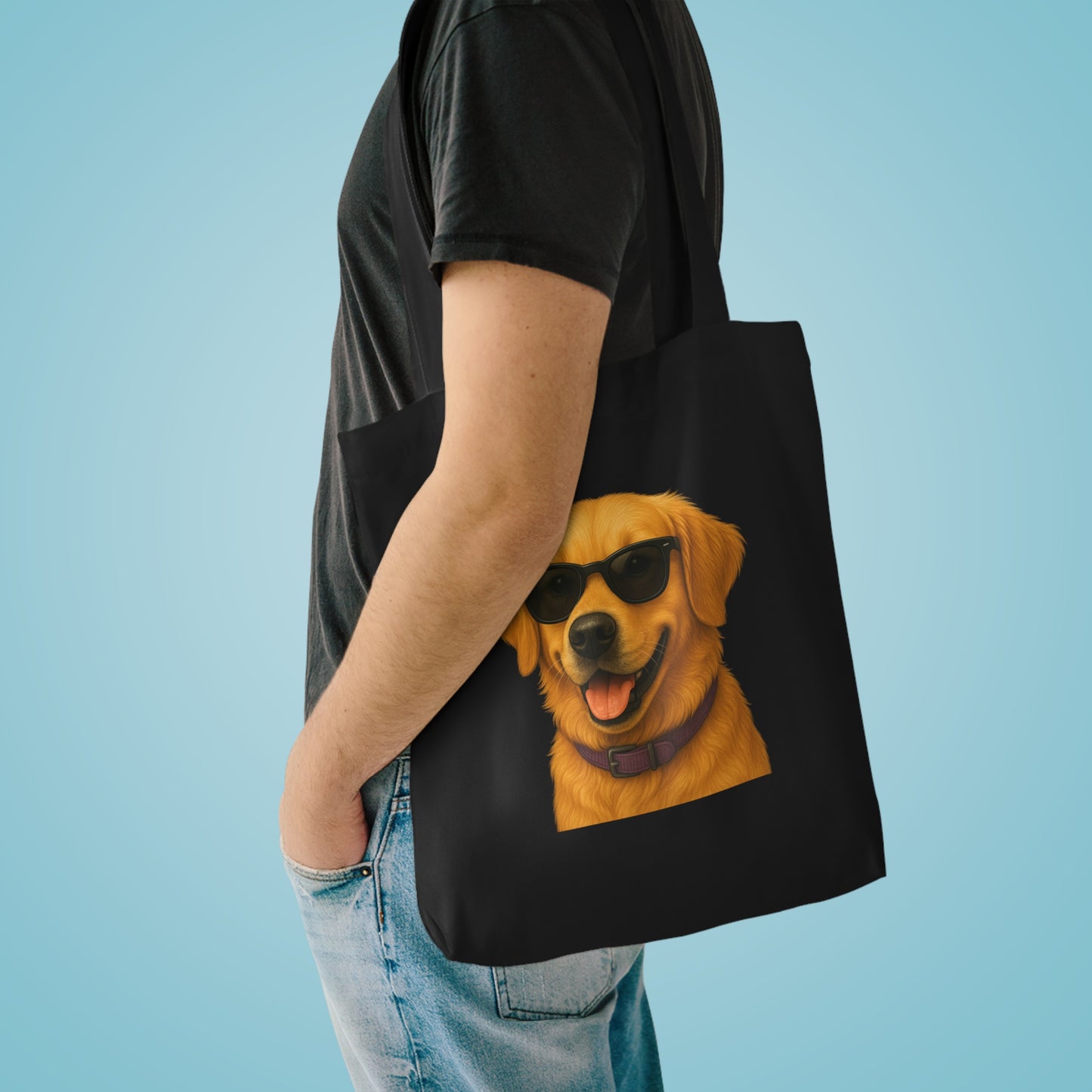 Golden Retriever Wearing Sunglasses Cotton Tote Bag