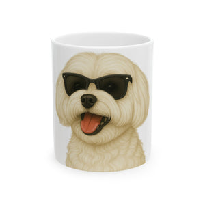 Maltese Wearing Sunglasses Ceramic Mug