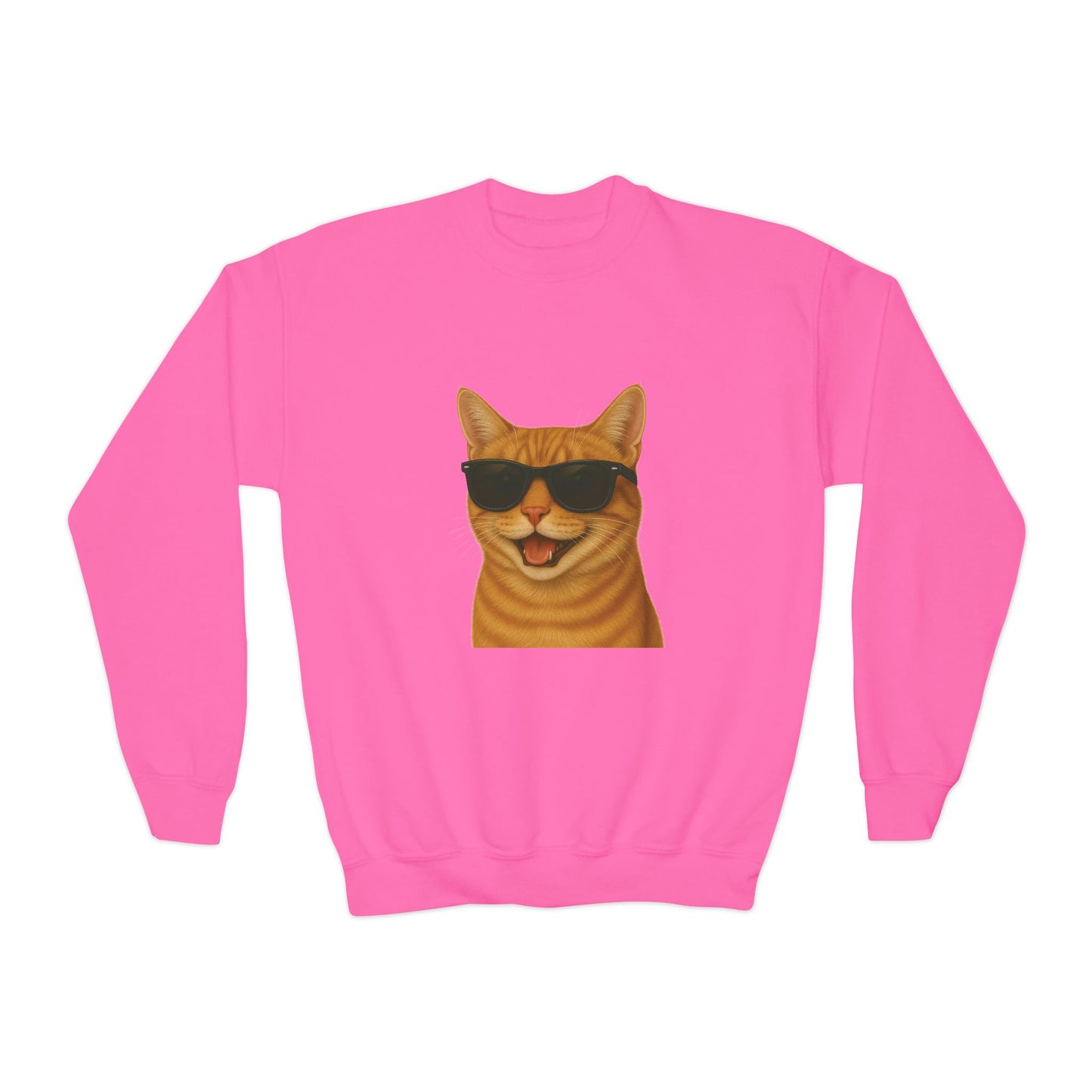 Domestic Shorthaired Orange Tabby Cat Wearing Sunglasses - Youth Sweatshirt
