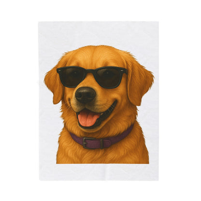Golden Retriever Wearing Sunglasses - Sherpa Blanket