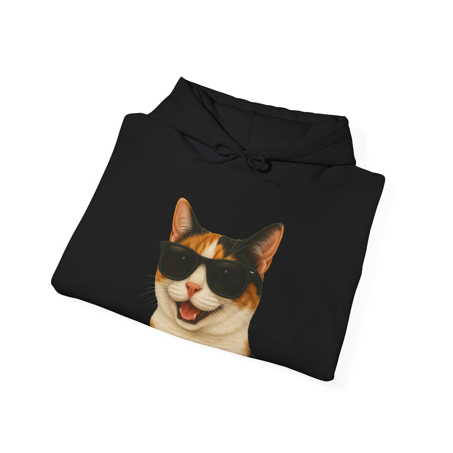 Calico Shorthair Cat Wearing Sunglasses - Adult Hoodie