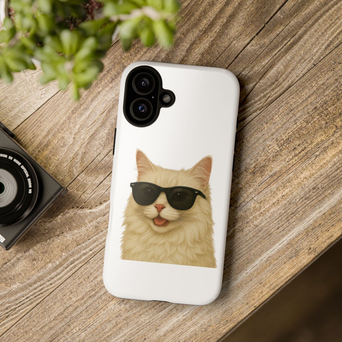 Cream Longhair Cat Wearing Sunglasses - Tough Phone Case