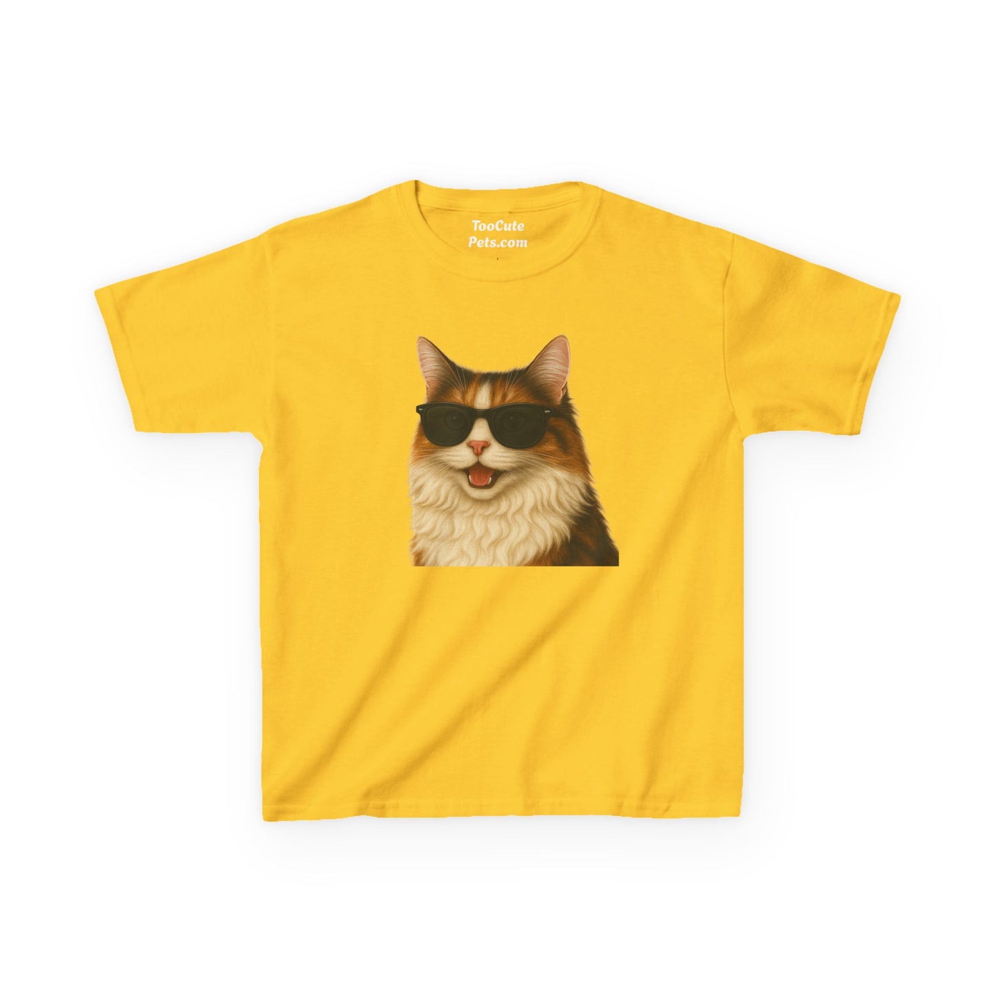 Domestic Longhaired Calico Cat Sunglasses Kids Tee