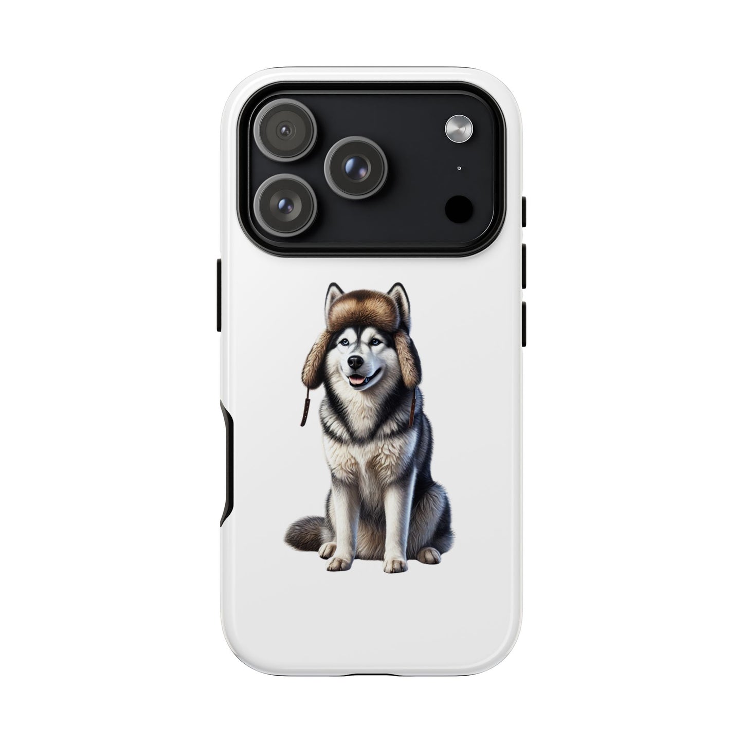 Husky Wearing a Fur Hunter Hat - Tough Phone Case