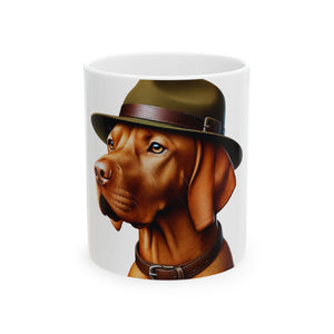 Vizsla Wearing a Campaign Hat - Ceramic Mug