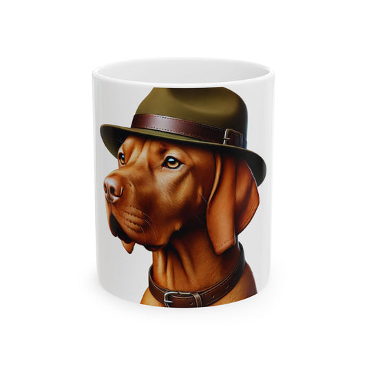 Vizsla Wearing a Campaign Hat - Ceramic Mug