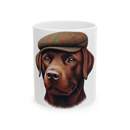 Labrador Wearing a Tweed Flat Cap - Ceramic Mug
