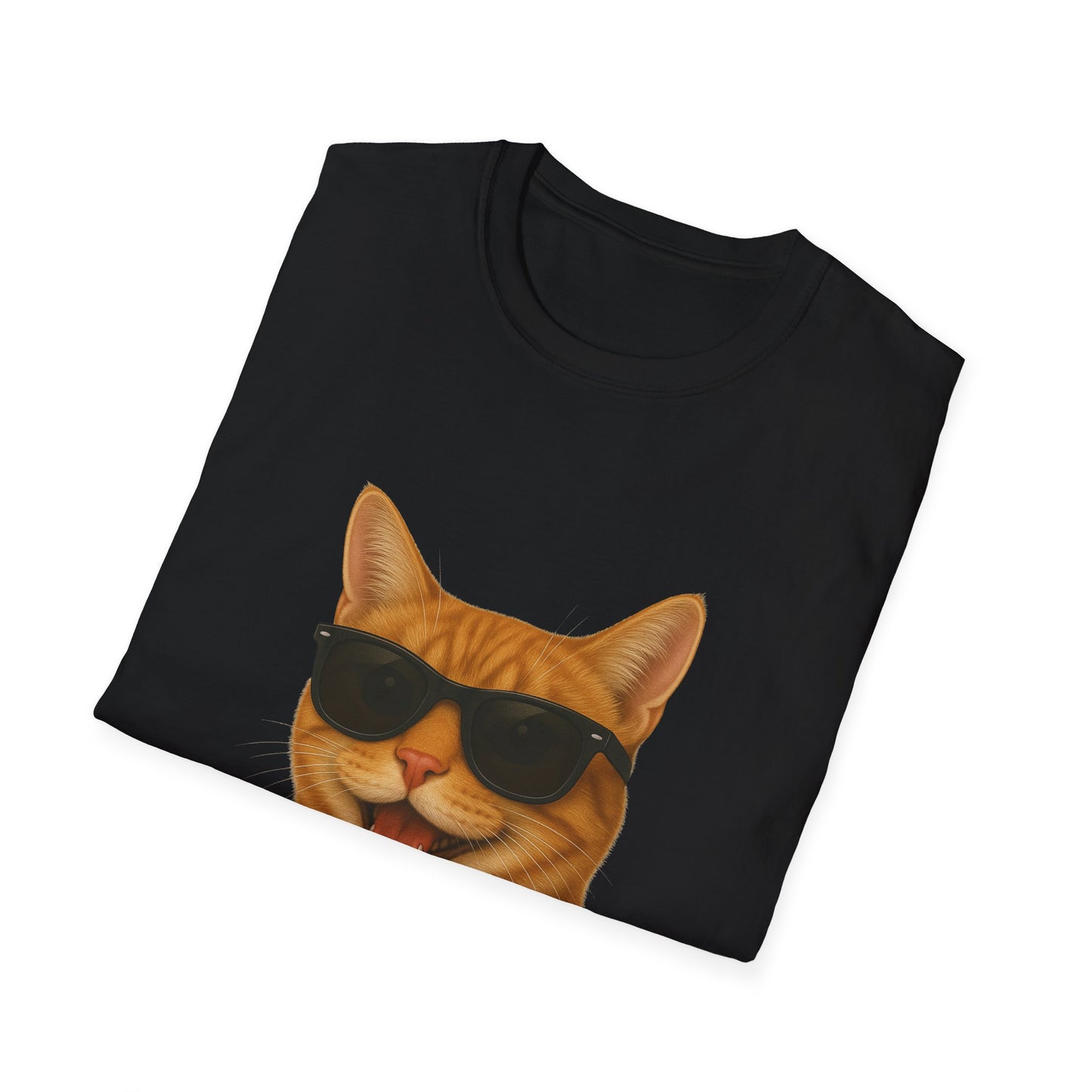 Orange Tabby Cat Wearing Sunglasses - Adult T-Shirt