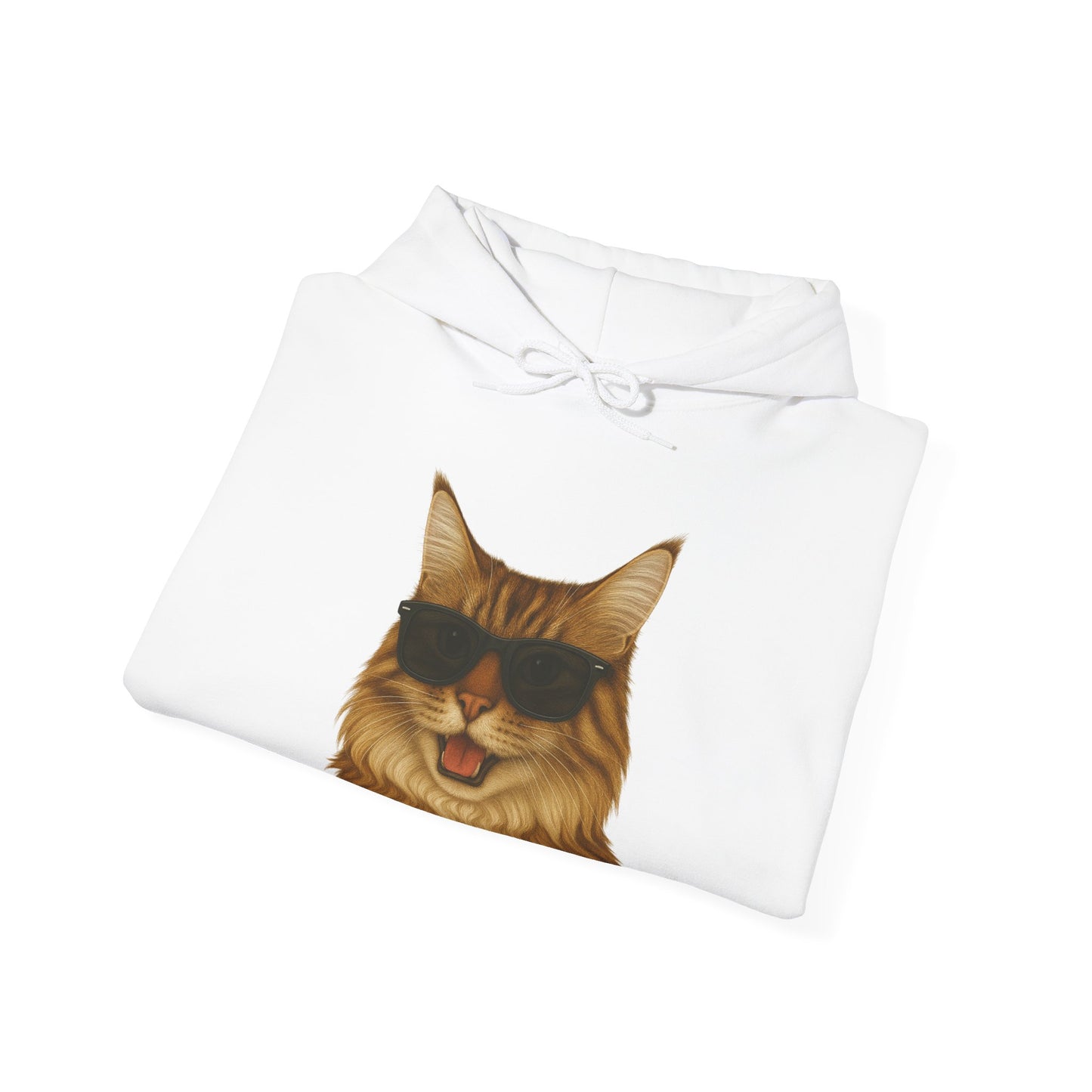 Maine Coon Wearing Sunglasses - Adult Hoodie
