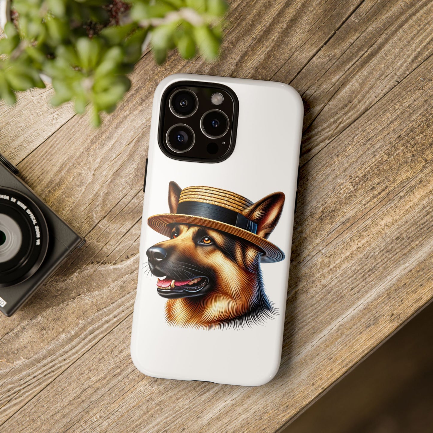 German Shepherd Wearing a Boater Hat - Tough Phone Case