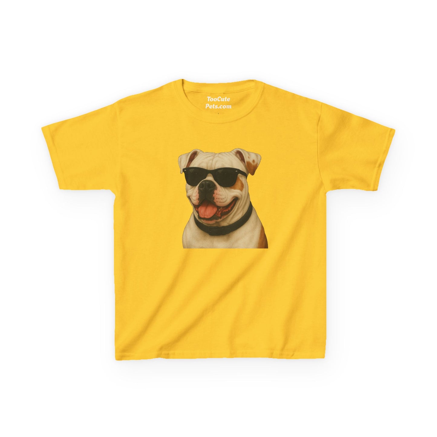 Kids Tee with American Bulldog Wearing Sunglasses