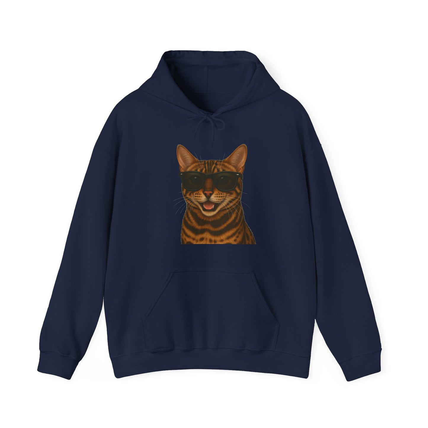 Bengal Cat Wearing Sunglasses - Adult Hoodie