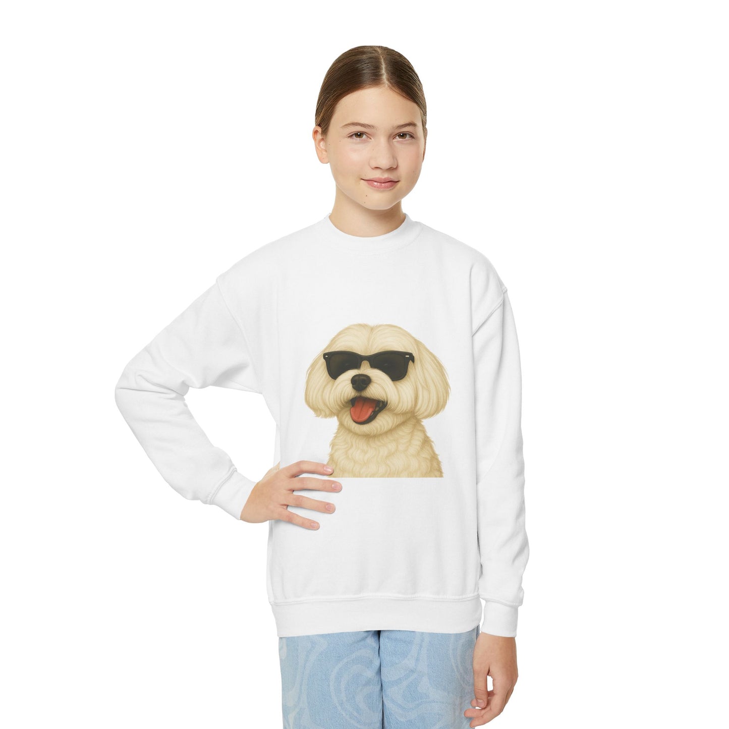 Maltese Wearing Sunglasses - Youth Sweatshirt