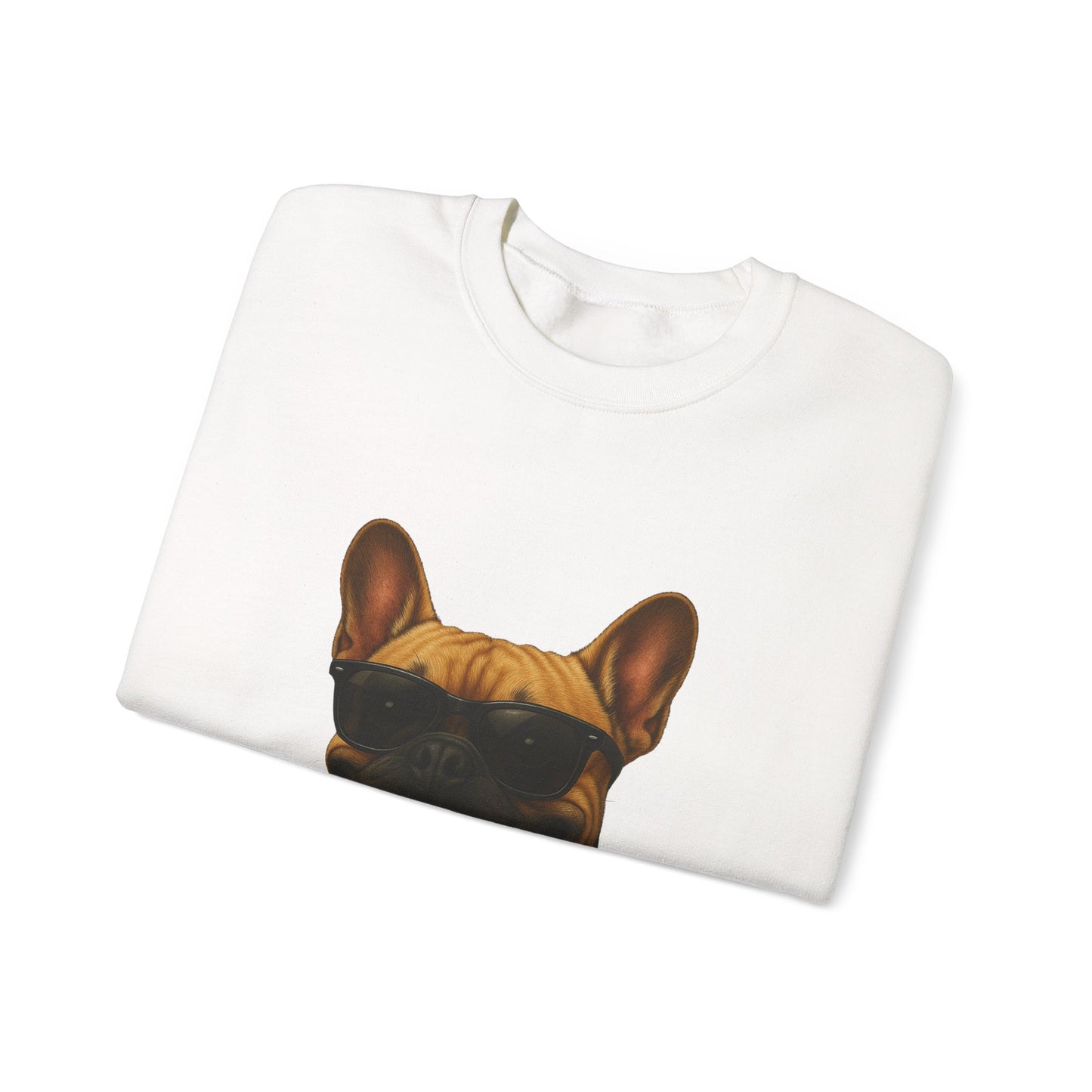 French Bulldog Wearing Sunglasses - Adult Crewneck Sweatshirt