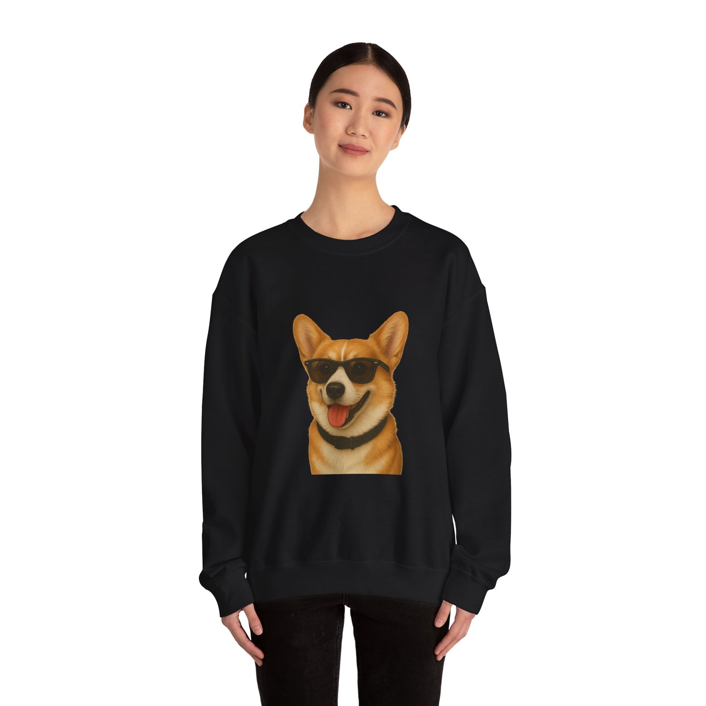 Corgi Wearing Sunglasses - Adult Crewneck Sweatshirt