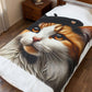 Calico Cat Wearing a Beret - Sherpa Blanket