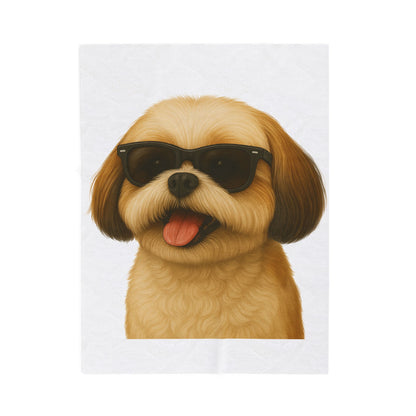 Shih Tzu Wearing Sunglasses - Sherpa Blanket