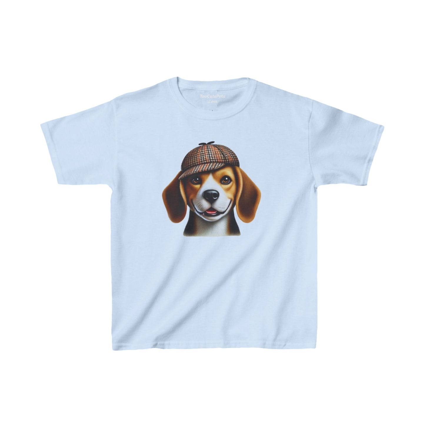 Smiling Beagle Wearing Deerstalker Hat Youth T-Shirt - Too Cute Pets