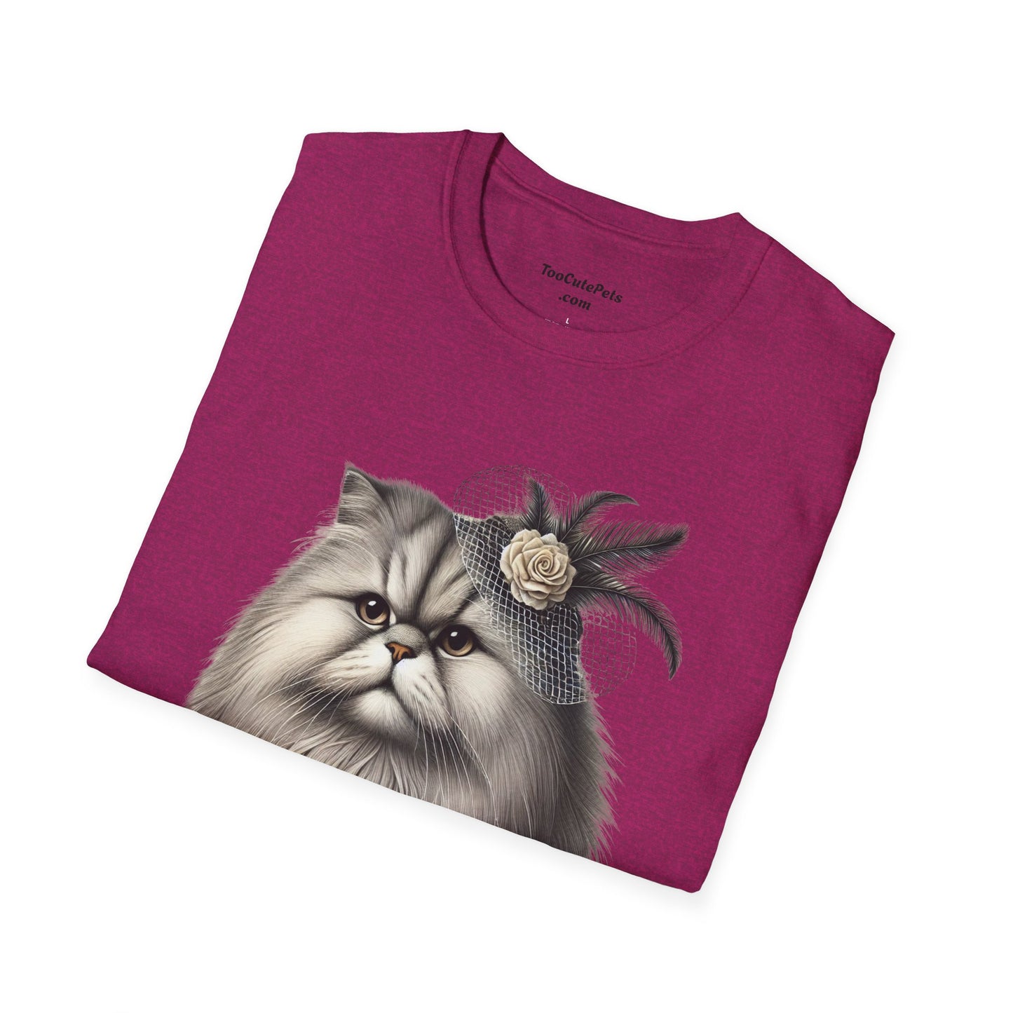 Persian Cat Wearing A Flower Fascinator - Adult T-Shirt -Too Cute Pets
