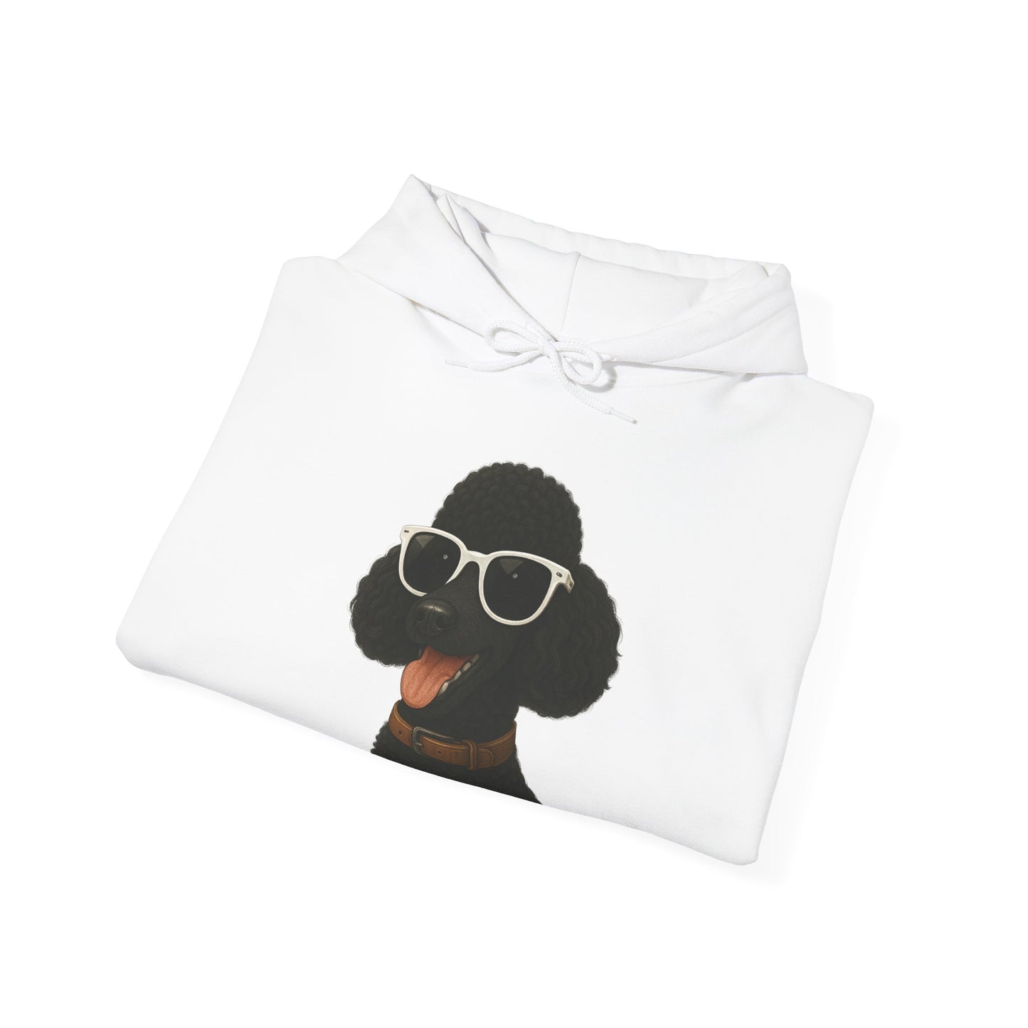 Black Poodle Wearing Sunglasses - Adult Hoodie