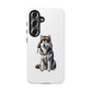 Husky Wearing a Fur Hunter Hat - Tough Phone Case