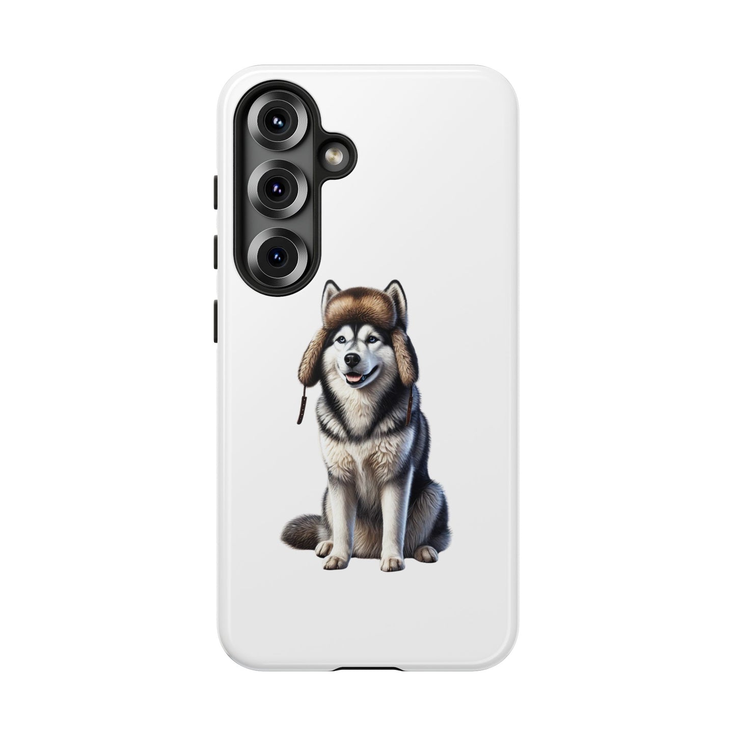 Husky Wearing a Fur Hunter Hat - Tough Phone Case