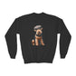 Airedale Terrier Wearing Tweed Flat Cap #2-  Youth Crewneck Sweatshirt - Too Cute Pets
