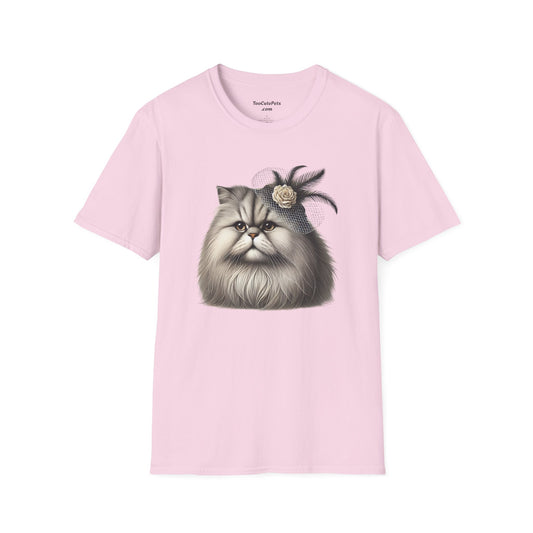 Persian Cat Wearing A Flower Fascinator - Adult T-Shirt -Too Cute Pets